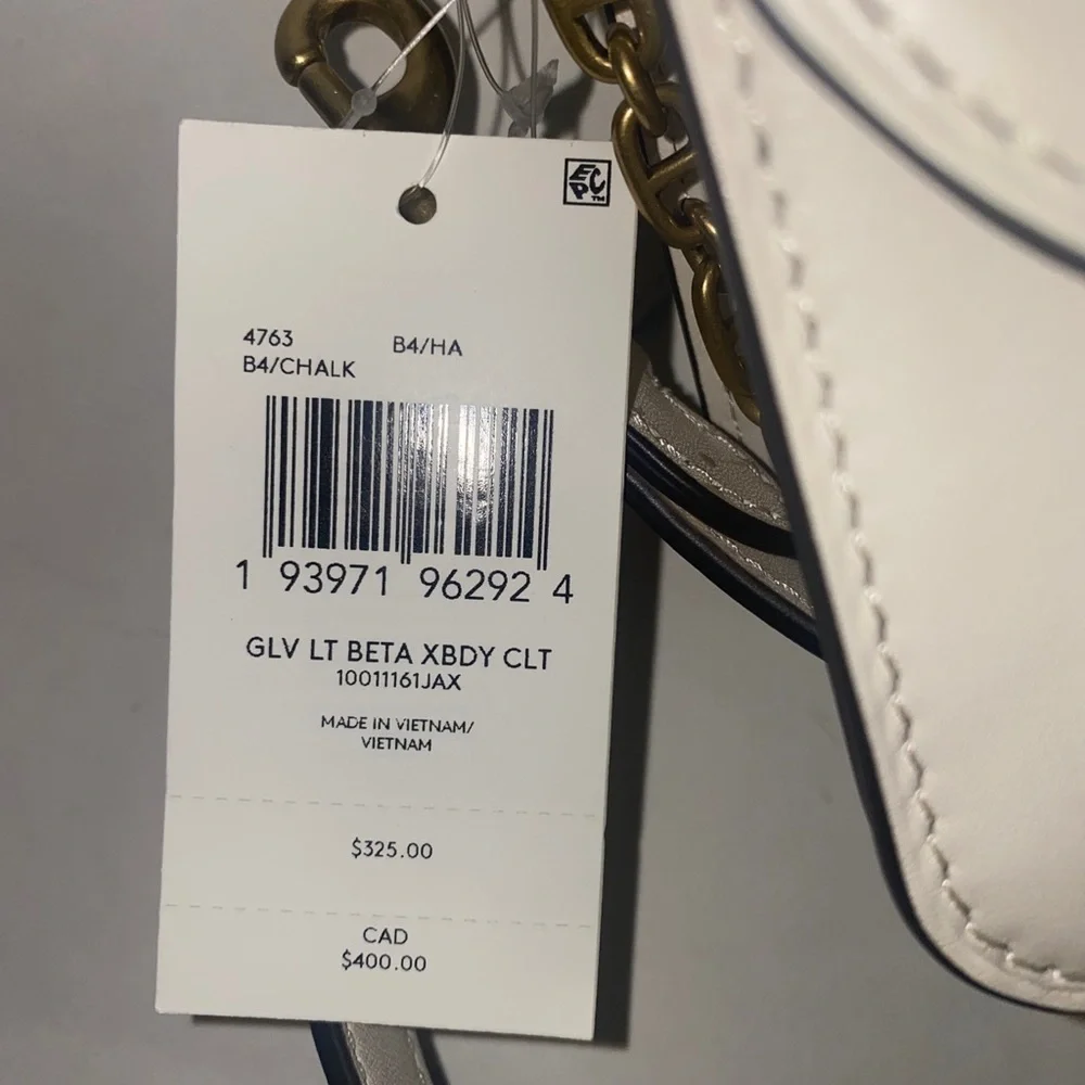 COACH Beat Crossbody Leather Chain Clutch Chalk NWT $325 - Picture 6 of 11